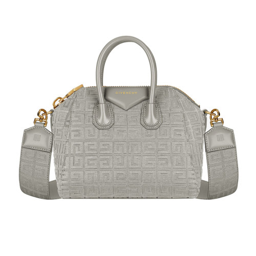 Givenchy/纪梵希 22新款 女士石灰色刺绣帆布饰有压花图案拉链开合拆卸宽肩带金色饰面单肩斜挎包BB500JB18Z-099