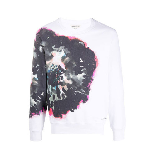 Alexander McQueen/亚历山大麦昆 印花 男士白色圆领长袖秋冬卫衣 609613QOZA40900