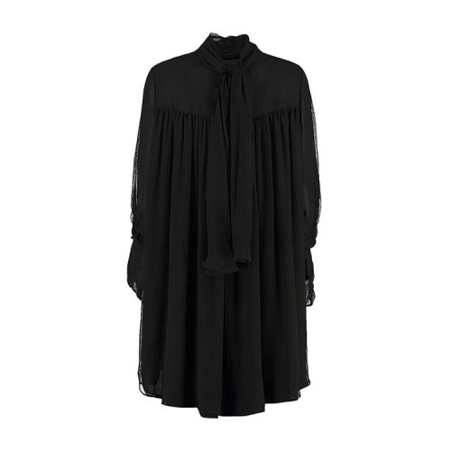 Alexander McQueen/亚历山大麦昆  女装 女士黑色真丝时尚休闲连衣裙 491364QJB061000