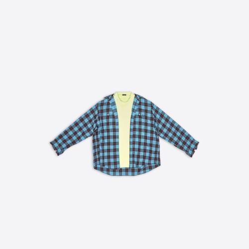 BALENCIAGA巴黎世家 22年春夏 男士 长袖衬衫 TROMPE L'OEIL廓形衬衫 699371TMM116305