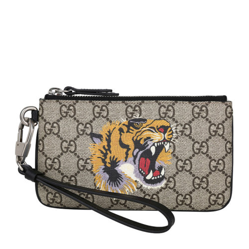 GUCCI/古驰 男士米色/乌木色帆布双G字母徽标印花拉链开合中长款钱包卡包手包腕包零钱包手拿包男包 522866 多款可选