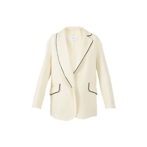 GeleiStory/GeleiStory  秋冬新款气质双面羊毛外套不对称设计西服青果领中长款修身显瘦外套女士大衣