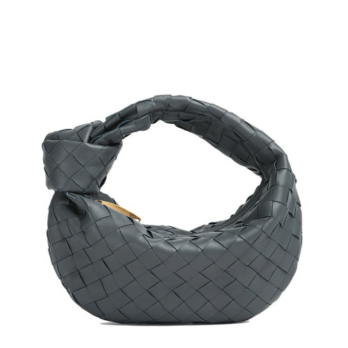 Bottega Veneta/葆蝶家 21新款JODIE系列 女士迷你灰色羊皮小牛皮Intrecciato编织系结手提单肩包651876VCPP51233