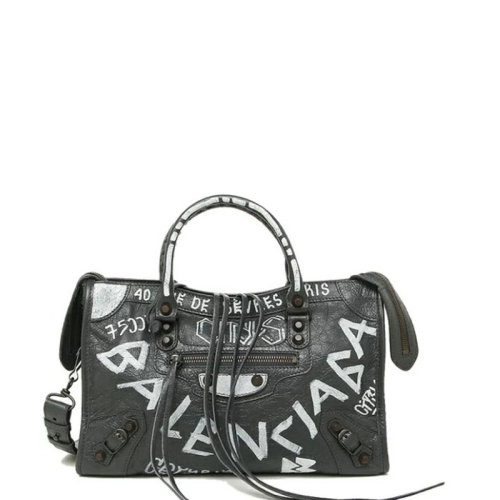 Balenciaga/巴黎世家 女士深灰色羊皮手提包 4316210FE1T1190