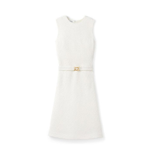 【21春夏新款】St. John/盛蔷 白色修身针织女士连衣裙K113092