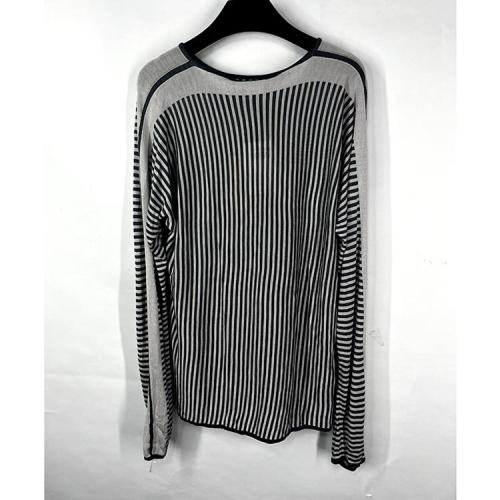 Emporio Armani/安普里奥阿玛尼 男士深灰/浅灰条纹真丝混纺套头针织衫 R1M10M R108M