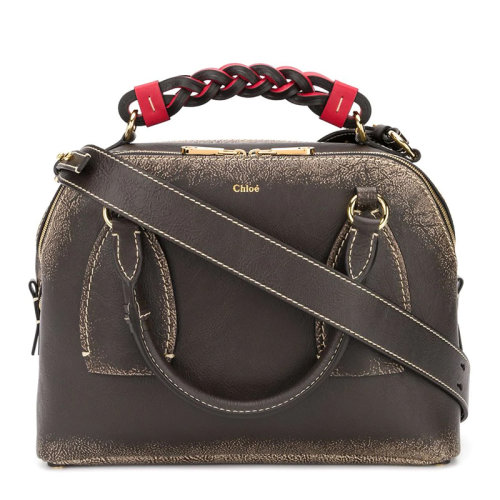 CHLOE/克洛伊 女士黑色皮革复古编织手柄手提包单肩包斜挎包女包 C20US360-C65-001