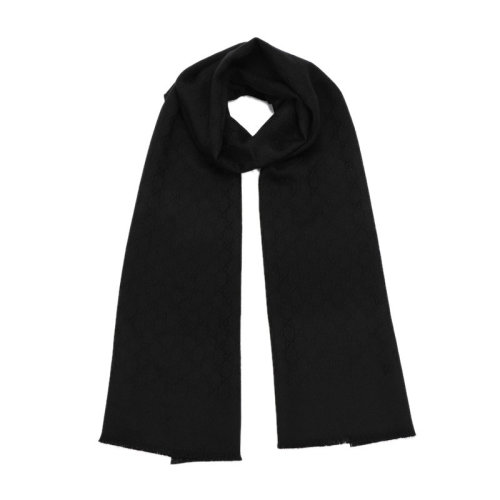 GUCCI/古驰  经典黑色/深灰色 羊绒提花流苏围巾 456362 4G201 1000 HQY012345C