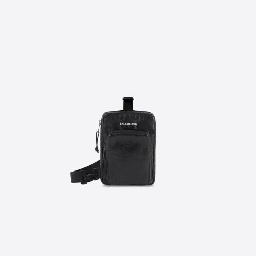  BALENCIAGA巴黎世家 22年春夏 男士 腰包 Mens Explorer Crossbody Messenger Bag in Black 62