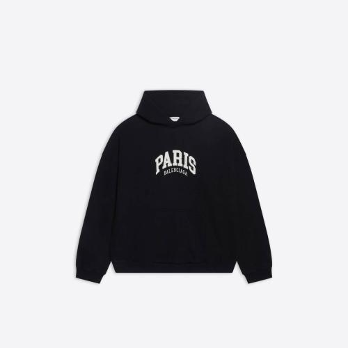  BALENCIAGA巴黎世家 22年春夏 女士 卫衣 Womens Cities Paris Hoodie Wide Fit in Black 6750