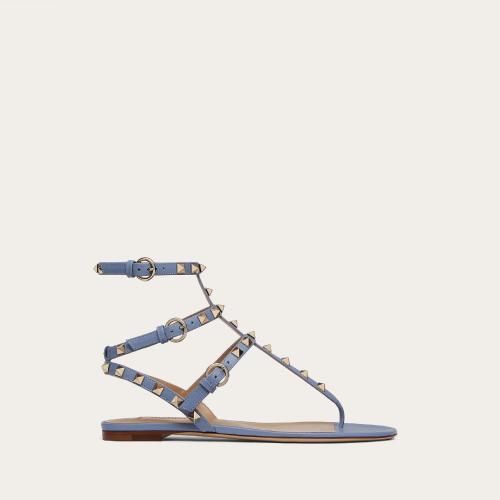 VALENTINO华伦天奴 22年春夏 女士 平底凉鞋 Sandales a entre-doigts Rockstud en veau VW2S0