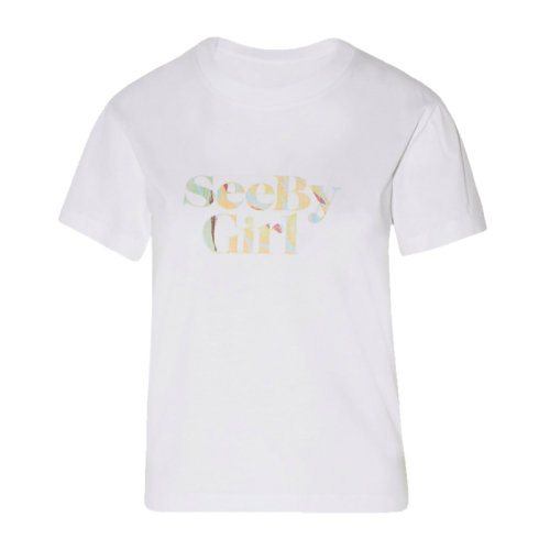 CHLOE/蔻依See By Chloe 克洛伊 女士服装  白色圆领字母LOGO棉质T恤 女士短袖T恤