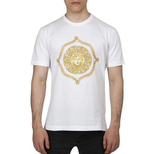 VERSACE/范思哲 男士白色棉质经典美杜莎头像印花装饰圆领短袖上衣T恤 A81945-A224589-A001