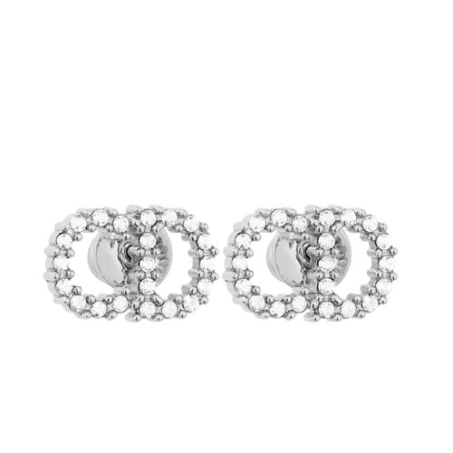DIOR/迪奥 经典CLAIR D LUNE系列 镀钯饰面金属镶嵌白色晶体CD耳钉E1715CDLCY_D102