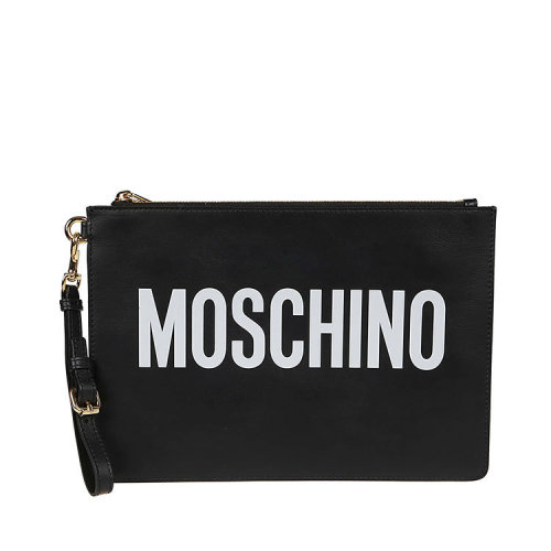 MOSCHINO/莫斯奇诺 女士 女包 黑色皮革时尚手拿包 A840580011555