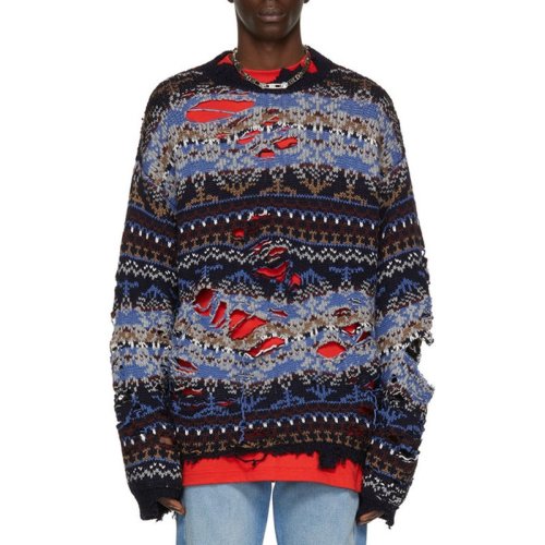  Balenciaga/巴黎世家 女士蓝色羊毛针织衫/毛衣 662518 T1602 8088 PLFSX