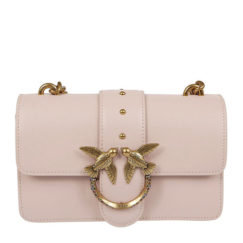 Pinko/品高LOVE MINI系列女士裸粉色牛皮金色燕子徽标铆钉装饰单肩包斜挎包链条包女包 1P221R-Y6XTO81