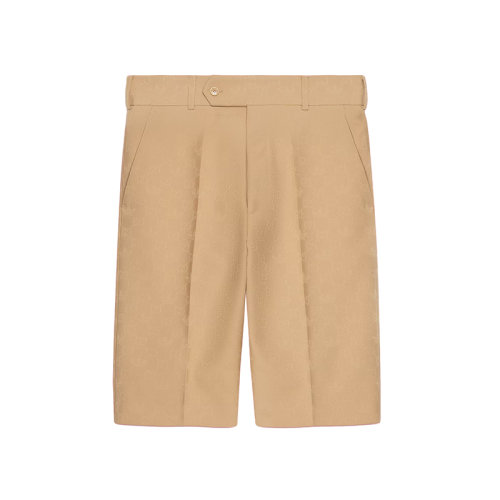 GUCCI/古驰 22年秋冬新款 adidas联名系列 男士米色涤纶面料老花提花短裤696657ZAI222288