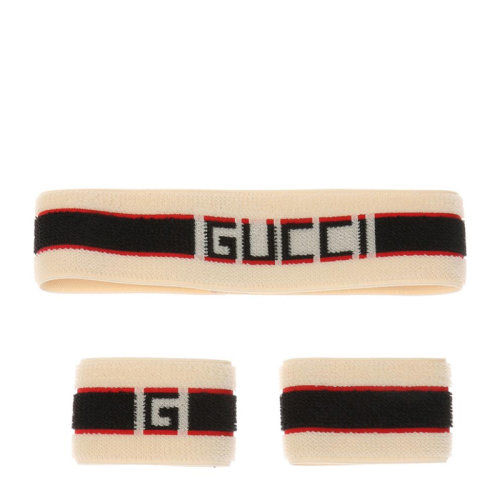 GUCCI/古驰女士拼色徽标提花条纹图案时尚发带及护腕套装554304-4G153-9260