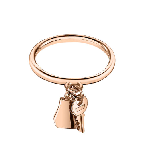 HERMES/爱马仕 经典Kelly Clochette系列 小号18K金玫瑰金钥匙铃铛挂坠戒指指环H220653B