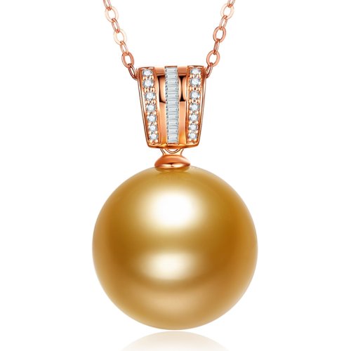 SANDYRILLA/仙蒂瑞拉 实惠款 大直径15-16mm南洋海水金珍珠18K金钻石吊坠