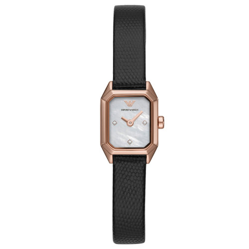 Emporio Armani/安普里奥阿玛尼 休闲镶钻方表盘欧美表皮带石英女士腕表 生日礼物送女友 AR11248