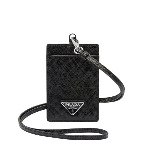 PRADA/普拉达 22年新款 女士黑色Saffiano皮革三角银标腕带卡夹1MC007_QHH_F0632