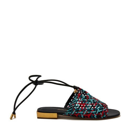 Salvatore Ferragamo/菲拉格慕 红/绿/黑 女士绑带编织平底凉鞋 705587-01P360-LAINO W 19春夏鞋