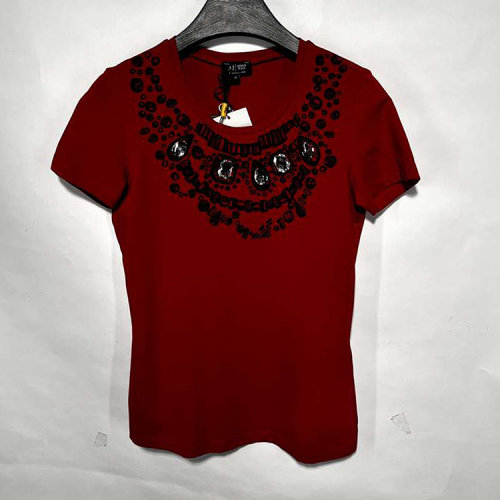 ARMANI JEANS/阿玛尼牛仔 红色女士短袖T恤