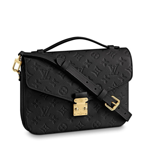 Louis Vuitton/路易威登 22春夏新款METIS系列 女士黑色老花压花柔软粒面牛皮革金扣翻盖开合单肩斜挎手提邮差包M41487