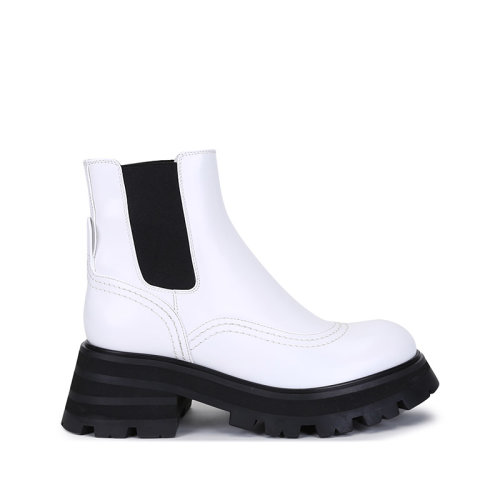 Alexander McQueen/亚历山大麦昆 女士牛皮革/织物Wander靴子短靴切尔西靴 666368 WHZ84