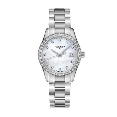 LONGINES/浪琴 康铂系列精钢石英机芯女士珍珠贝母镶钻腕表29.50毫米 L2.286.0.87.6