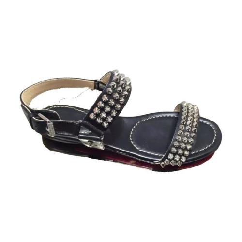  CL红底鞋 22年春夏 女士 平底凉鞋 黑色铆钉平底凉鞋 BIKE FLAT Black 预定商品1-3周发货