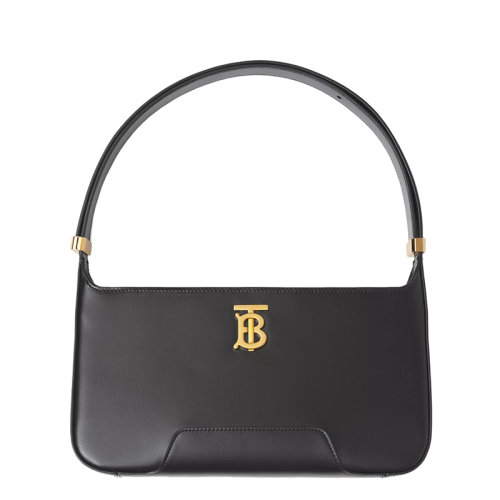 BURBERRY/博柏利  TB系列 女士黑色小牛皮金色TB徽标单肩手提腋下包80462461