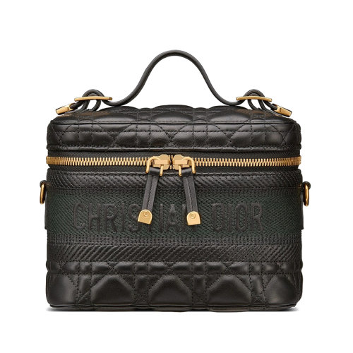 DIOR/迪奥 DIORTRAVEL系列 黑色小羊皮饰有藤格纹小号单肩手提包 S5488UNTR_M900