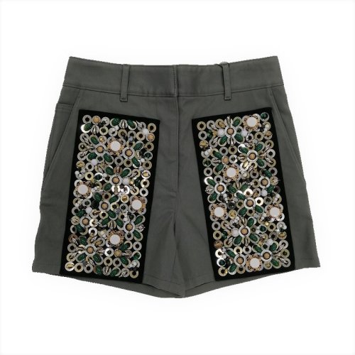 PRADA/普拉达 灰绿色珠片装饰女士短裤