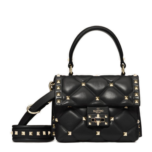 Valentino/华伦天奴   女士羊皮铆钉装饰手提包单肩斜挎包