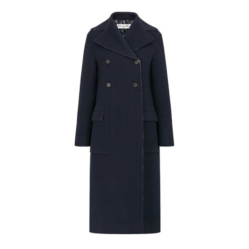 DIOR/迪奥 双面海军蓝羊毛 Dior斜内部 女士大衣110M32A1375_X5803