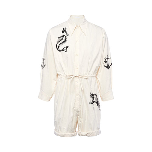 PRADA/普拉达 22年早春新款 男士象牙色印花棉质连体短裤SC567_10HO_F0304_S_221