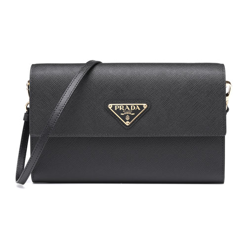 PRADA/普拉达三角徽标牛皮革翻盖单肩包斜挎包1MA022053