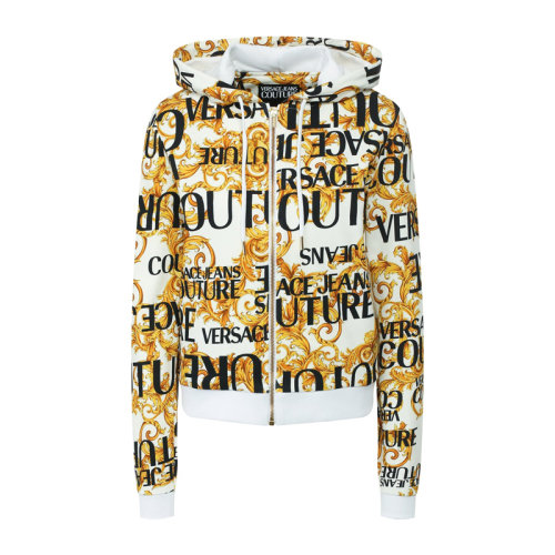 VERSACE JEANS/范思哲牛仔 女士拼色棉质经典字母徽标巴洛克图案印花拉链开合长袖上衣外套连帽衫运动衫 B6HUA790-S0592 多色可选