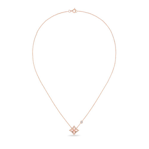 Louis Vuitton/路易威登 BLOSSOM BB系列 经典款18k金玫瑰金粉红色珍珠母贝钻石项链Q93612