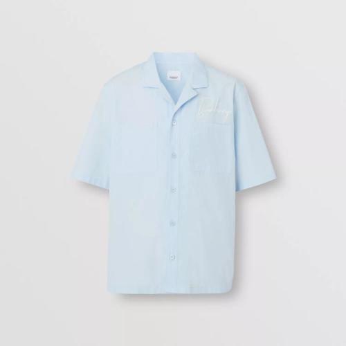  BURBERRY 22年秋冬 男士 刺绣徽标棉质短袖衬衫 80574771