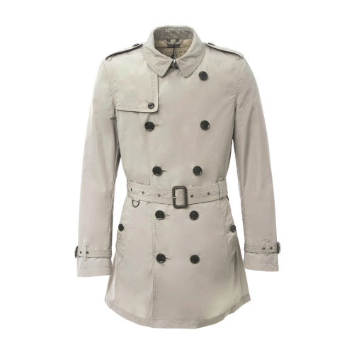 经典款风衣 BURBERRY/博柏利 服装 巴宝莉男装 男士外套 大衣 肯辛顿版型 深蓝色翻领双排扣腰带后中开叉中长款 男士风衣