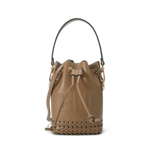 FENDI/芬迪【22春夏新款】女士MONTRESOR系列牛皮手提单肩斜挎包抽绳包水桶包迷你款 8BS010 AGV0