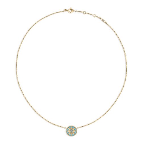 DIOR/迪奥  明星同款ROSE DES VENTS 八芒星镶嵌钻石绿松石黄金项链 JRDV95006_0000