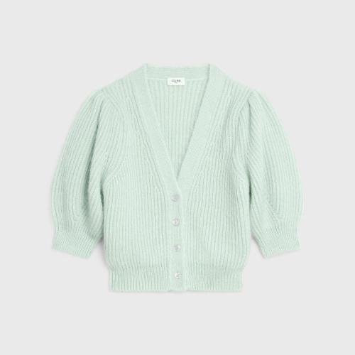  CELINE赛琳思琳 22年秋冬 女士 针织衫 桑蚕丝和马海毛短款罗纹开衫 2A60X377N.29MT