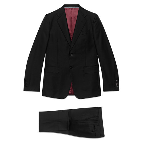 GUCCI/古驰男士黑色直筒羊毛西装西裤 2件套604081Z421E1000
