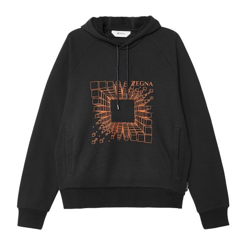 Z Zegna 黑色 魔方图案标志性连帽卫衣 ZZ858R-VV458-8R2