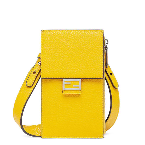 FENDI/芬迪 20  男士黄色小牛皮FF搭扣翻盖单肩斜挎手机包7AS034ADYWF0M8A
